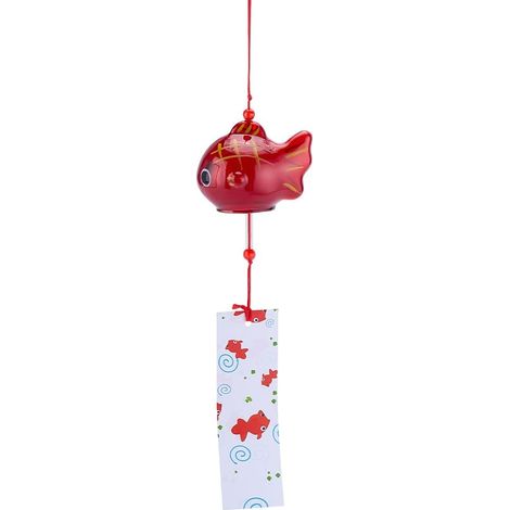 Carillons Éoliens Japonais Cloches à Vent de Poisson Rouge Ornement Pendentifs Suspendus Rouge pour Cadeau Fête d'anniversaire Maison Chambre Jardin Cour Balcon Patio Décoration 1 Paquet (1/5)