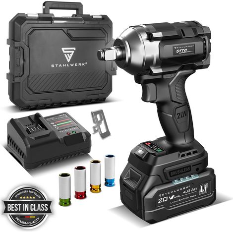 STAHLWERK Visseuse à percussion sans fil OTTO Brushless, système 20 volts, 550 Nm, emmanchement 1/2 pouce, batterie 4 Ah, chargeur, visseuse à percussion pour le changement de roue, le montage et l'at (1/5)