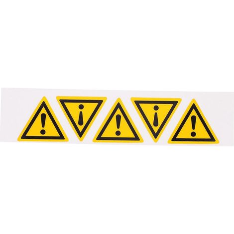Lot de 5 autocollants d'avertissement « Danger » avec point d'exclamation, autocollants de signalisation pour zone dangereuse-2.50X2.50X0.01CM-Yellow