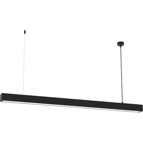 Milagro Lungo Linear Pendant Light 124cm Black Metal Ceiling Hanging Lamp, 1x T8/G13 Tube (18W max), Adjustable Drop 2090cm for Kitchen Island & Dining Table (1/5)