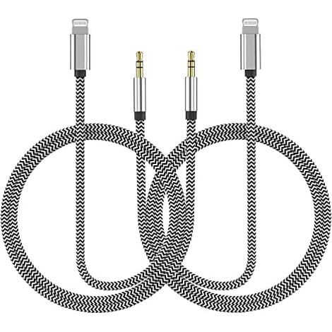 Câble auxiliaire pour iPhone, adaptateur audio auxiliaire compatible avec iPhone 14, 13, 12, 11, XS, XR, X, 8, 7 et 6 (1/3)
