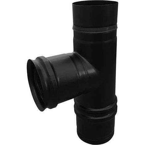 Pelletrohr 80 mm T-Stück 0,4 mm, Edelstahl, pulverb. SW