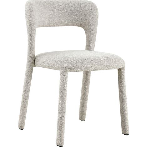 ELVAS - Chaise empilable en tissu bouclette écru