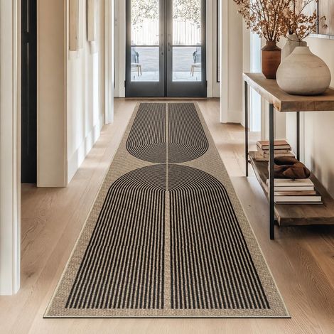 Tapis d'entrée 80 x 300 cm - Aspect jute - Lavable - Antidérapant - Pour cuisine, chambre à coucher, balcon (1/5)