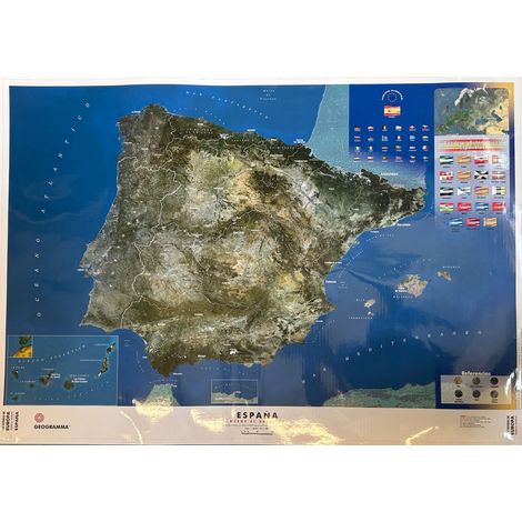 GEOGRAMMA - MAPPA SPAGNA CARTA SATELLITARE 70X100CM scala 1:1.550.000