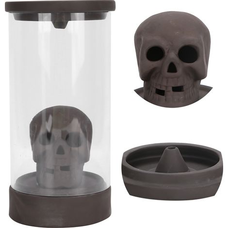 Brûleur d'Encens Crâne Lumineux LED Multicolore, Décoration d'Ambiance Étanche pour Fêtes Halloween (1/5)