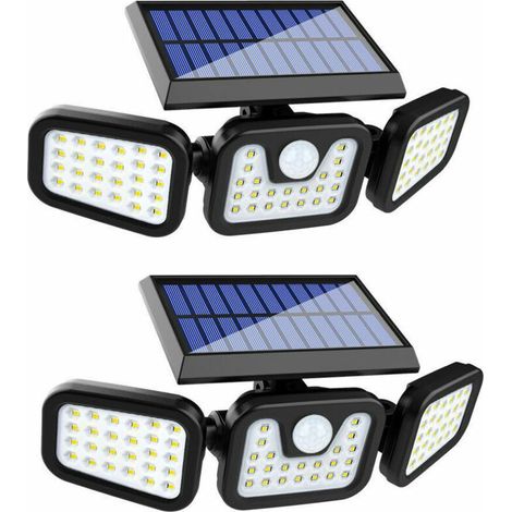 Lampe Solaire Extérieur,(pack de 2) 74 LED, étanche IP65, éclairage grand angle 360 °, lumière solaire avec détecteur de mouvement, pour jardin, entrée (1/5)