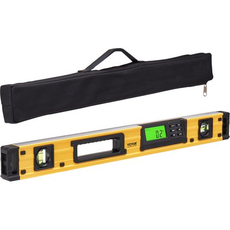 VEVOR Nivel de Burbuja Magnetico Nivel Torpedo 600 mm Pantalla LED Retroiluminada Herramienta de Nivelación 0-360° Aleación de Aluminio Sensor de Gravedad para Medición Industria de Construcción Hogar