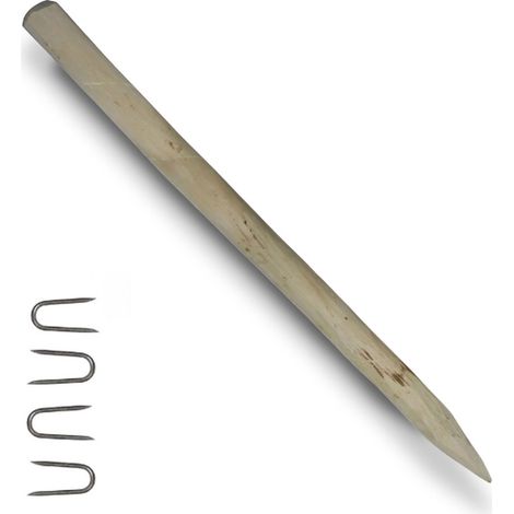 Poteau en bois de noisetier de 120 cm de hauteur, poteau en bois pour tonnelle, clôture en châtaignier, poteaux en bois, support d'arbre, poteau pointu en bois, piquet d'arbre, poteau de soutien (1/3)