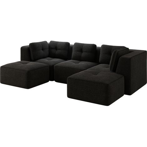 Sofá modular de salón en tejido de cordón negro sin montaje HOMVRA (1/5)