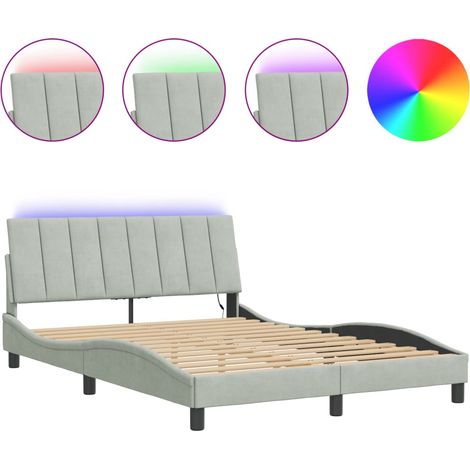 Maison Exclusive - Giroletto con LED senza Materasso Hanko Grigio Chiaro 120x200 cm in Velluto (1/5)