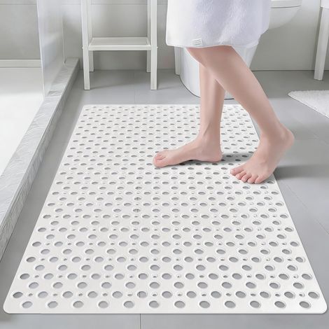Tapis de Douche Antidérapant, Grand Tapis de Bain Carré 60 90cm avec Ventouses, Tapis de Baignoire Antibactérien Lavable pour la Douche, Baignoire (1/5)