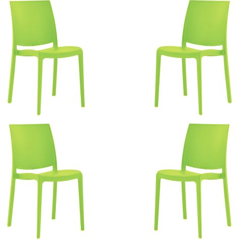 Sedia da giardino o cucina in polipropilene impilabile - Set 4 FEBE Verde (1/5)