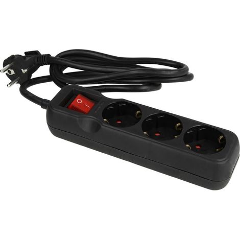 Kopp 129715009 Steckdosenleiste mit Schalter 3fach Schwarz Schutzkontakt 1 St.