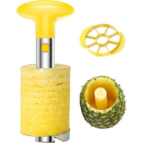 Coupe-ananas pour éplucher, évider et trancher le fruit, acier inoxydable, outil de cuisine sans effort (1/4)