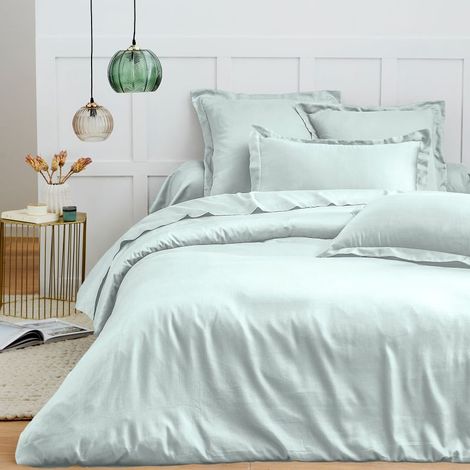 Parure de draps 6 pièces "Premium" pour lit 140 x 190 cm Coton Pur - Prémium Menthe - (1/5)