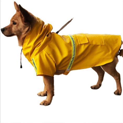 Manteau imperméable pour chien, léger et réfléchi, pour chiens de taille moyenne et grande (convient aux chiens de 9 à 14 kg), couleur jaune, décontracté (1/5)