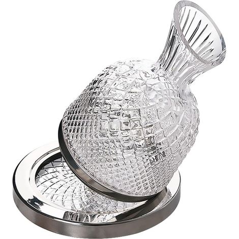 Rotweintank, 1500 ml, 360° drehbarer Edelstahl-Standtank, drehbarer Rotweintank, schnell drehbarer Tank, Roll-on-Whiskytank, für jeden Anlass, transparent [Energieklasse A] (1/5)