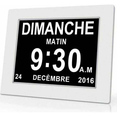 Horloge calendrier numérique One Piece 7 pouces avec date et heure, horloge Alzheimer pour parents, rappel de médicaments pour grands-parents et enfants - Blanc - 20414324mm (1/5)