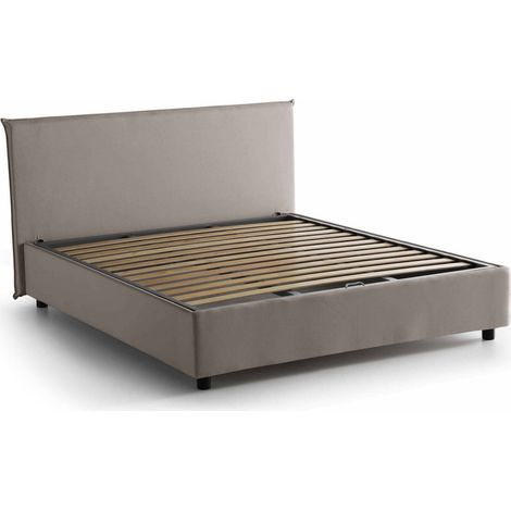 Talamo Italia - Letto alla francese Angelic, Letto contenitore in tessuto, Apertura frontale, adatto per materasso Cm 140x190, 100% Made in Italy, Tortora