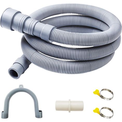 Kit d'extension de tuyau de vidange flexible pour lave-linge avec 1 adaptateur d'extension, 2 colliers de serrage et 1 support en U (3 m / 10 pi) (1/4)