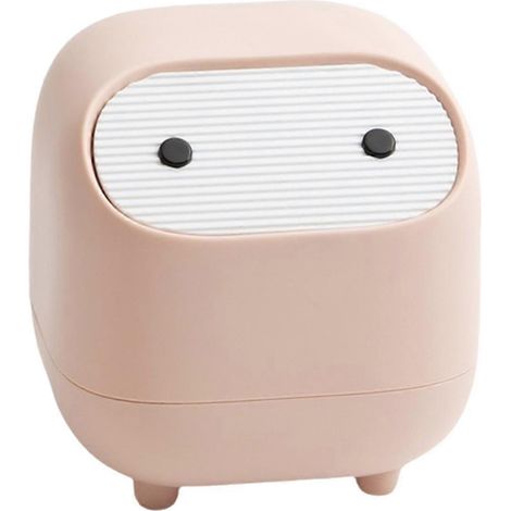 Poubelle de bureau, petite poubelle à double compartiment avec ouverture par pression, jolie boîte de rangement rose, idéale pour les petits travaux de bureau. (1/4)