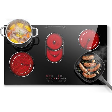 Plaque Vitrocéramique 5 Feux 8400W,avec Zone Ovale Pour Plats à rôtir,90cm, Commande Tactile, Minuteur, pour Toutes Casseroles (1/5)