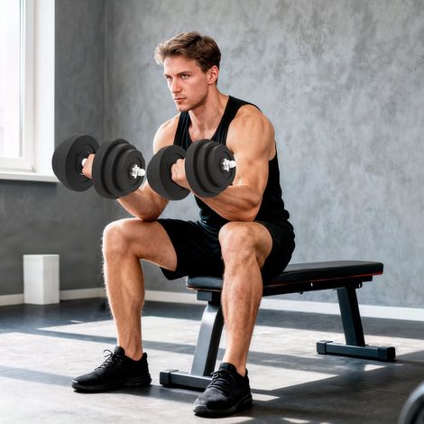 Juego de 2 mancuernas ajustables, 40 kg en total, juego de pesas para gimnasio para brazos con agarre antideslizante, mancuernas, para entrenamiento físico en casa y gimnasio, color negro. (1/5)
