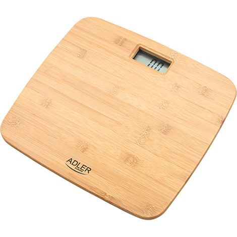 Pèse-personne Adler AD 8173 - en bambou pour salle de bain - Indicateur de batterie faible - Capacité maximale : 150 kg