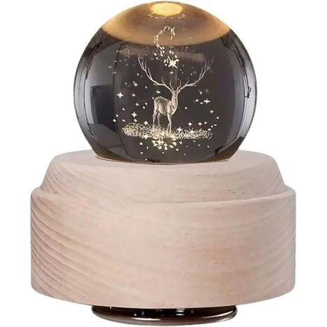 Boule de neige de Nol musicale avec paillettes Rudolph renne lampe LED dcorative YYV (1/4)