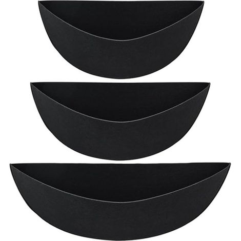 Lot de 3 doublures demi rondes en feutre pour paniers à fleurs muraux, jardinières fil fer noir (1/5)