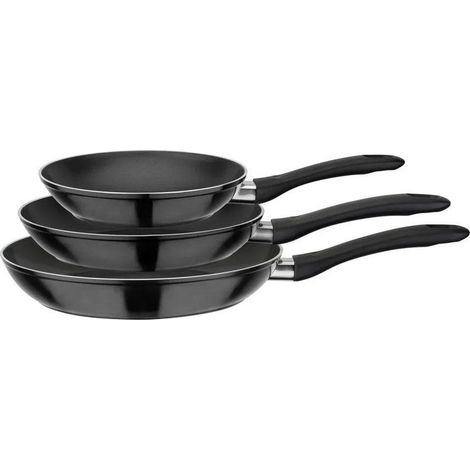 Set di padelle - GSW - NOVA NERA - 3 pezzi - 20/24/28 cm - Alluminio forgiato - Rivestimento VITAFLON - Induzione (1/2)