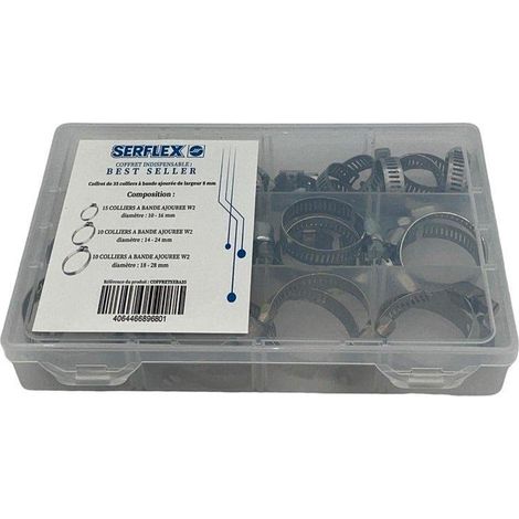Coffret de colliers à bande ajourée acier inoxydable Serflex-08730010035 - Norma