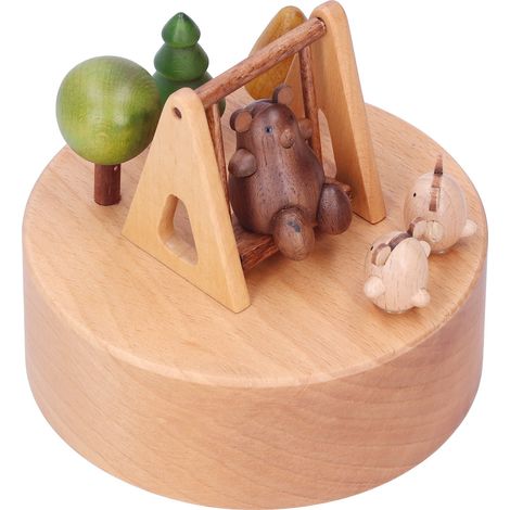 Spieluhr aus Holz mit Bärenmotiv, Schaukelspieluhr, dekoratives Geburtstagsgeschenk (1/5)