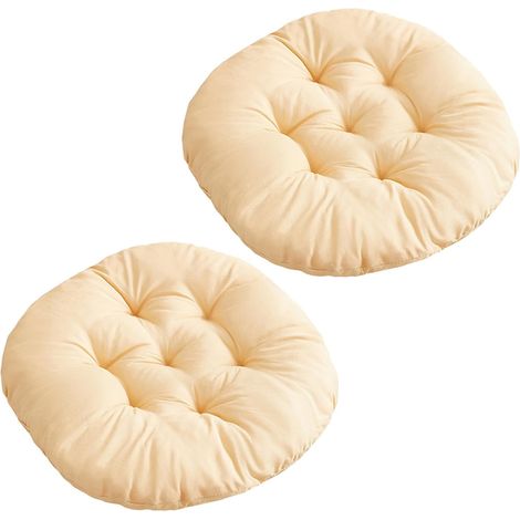 Coussin Rond - Coton - Diamètre 40 cm - Style Tatami - Pour Assise Au Sol - Lot De 2