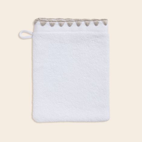 Gant de toilette en Éponge unie et point feston triangulaire NERYDA