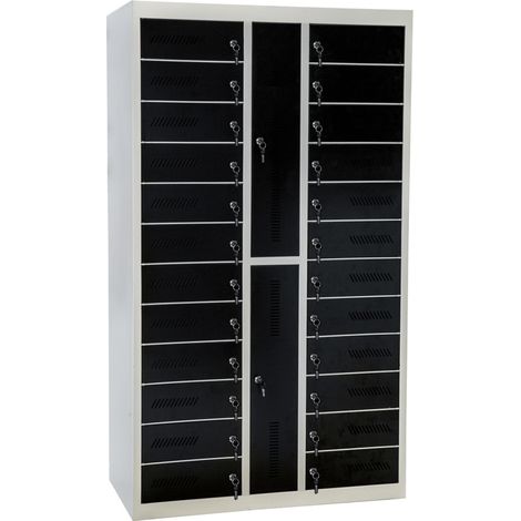 Safelock 24 Lock&Key - BYOD-Laptopladeschrank mit Steckdosen & USB-Ladeports für 24 Geräte