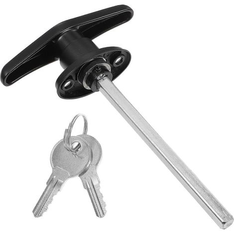 Quincaillerie de verrouillage à poignée en T pour porte de garage, accessoire de verrouillage à arbre long-17X10CM-Black (1/3)