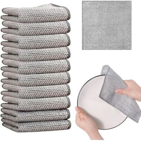 10 pièces Chiffon de Nettoyage en métal, Chiffon de Nettoyage en Fibres métalliques, Chiffon de Nettoyage en métal Anti Rayures, Chiffons à Vaisselle (1/5)