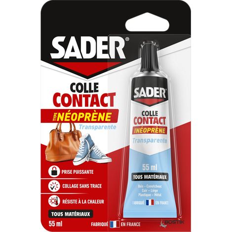 Sader Colle Contact Néoprène Invisible Transparente - Collage Extra Forte Tout Matériaux- Intérieur Et Extérieur Sous Abris - Tube de 55 ml (1/5)