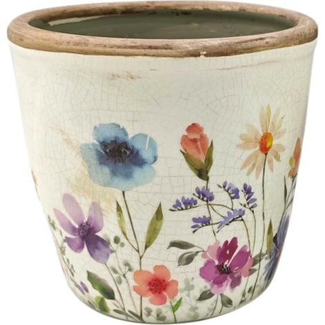 Vaso da fiori decorativo, ceramica bianca, design romantico, ideale per interni ed esterni, 15,5 cm