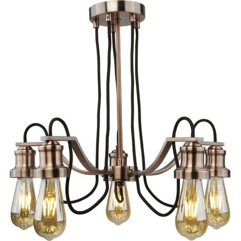 Searchlight Oliva - Lustre à 5 ampoules noir, fini chromé, E27 (1/4)
