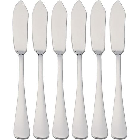 6 Fischmesser 21 x 2,2 cm, Edelstahl 18/0, schlichtes und elegantes Design