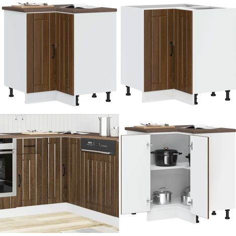 vidaXL Küchen-Eckunterschrank Lucca Braun Eichen-Optik Holzwerkstoff (1/5)