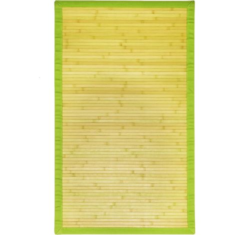 Tapis en bambou larges lattes 120x70 – Ganse anis – Pour sols intérieurs – Confectionné avec soin en bambou – Thedecofactory