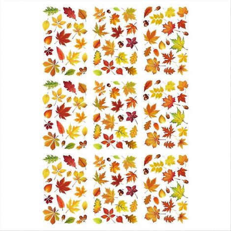 Vitrail Automne Décoratif Autocollant Fenêtre Réutilisable Double Face Feuilles Citrouille Adhésif Vitre Thanksgiving Maison (1/5)