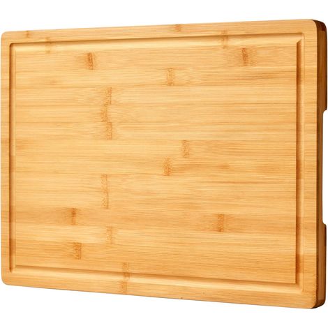Planche à Découper - En Bambou - 45,7 x 30,5 cm - Avec Rainure à Jus et Poignées Latérales - Pour Cuisine et Apéritif - 1 Pièce (1/5)
