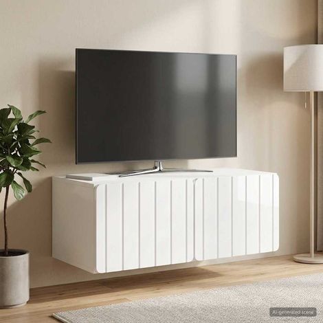 Wandmontierter TV-Schrank 78,5 x 41 x 30 cm Hochglanz Weiß (1/5)