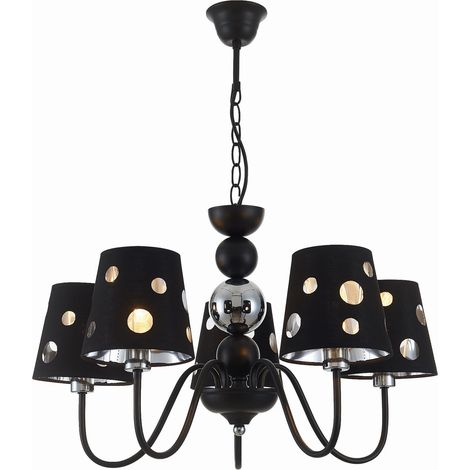 Candellux Batley lampada a sospensione 5xE14 nera/argento (1/2)
