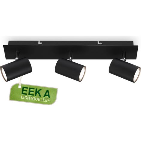 B.K.Licht Plafonnier LED EEK A, EEK A, Pivotant, lumière 50.000h, ampoule changeable, noir, 15,5 x 5,5 x 44 cm